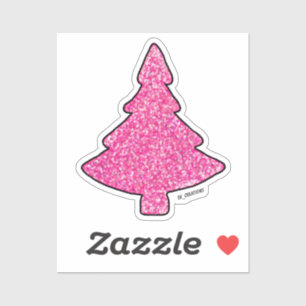Sparkly Roze Kerstboom Sticker
