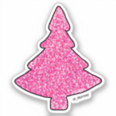 Sparkly Roze Kerstboom Sticker (Voorkant)