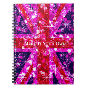 Sparkly roze vlag Verenigd Koninkrijk Notitieboek