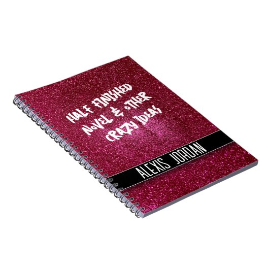 Sparkly Ruby Red Glitter Zwart-wit Graffiti Notitieboek (Rechterzijde)