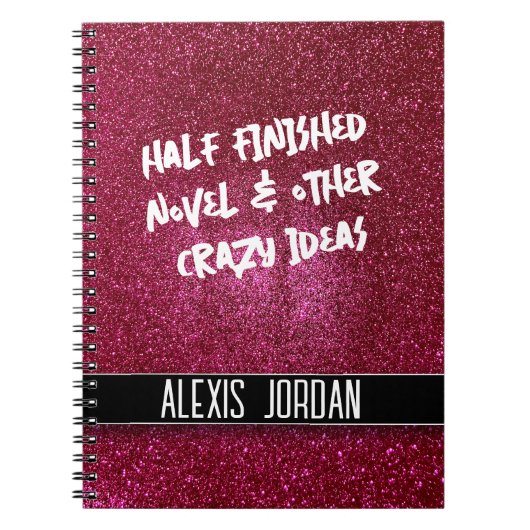Sparkly Ruby Red Glitter Zwart-wit Graffiti Notitieboek (Voorkant)
