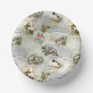 Sparkly Rustic Kerstwinter Scenes Collage Papieren Kommen