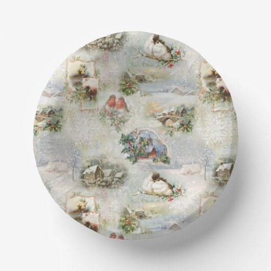 Sparkly Rustic Kerstwinter Scenes Collage Papieren Kommen (Voorkant)