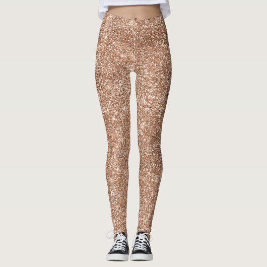 Sparkly Shiny Glitter Roos Gold Leggings (Voorkant)