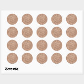 Sparkly Shiny Glitter Roos Gold Ronde Sticker (Vel)