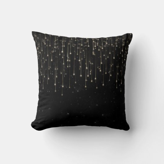 Sparkly Shooting Stars Black Chic Engagement Party Kussen (Voorkant)