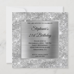Sparkly Silver Diamond Studded Folie 21st Birthday Kaart