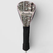 Sparkly Silver en Roze strengen kralen Golfheadcover (Voorkant)