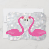 Sparkly Silver Flamingo Engagement Party nodigt ui Kaart (Achterkant)