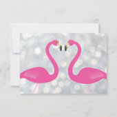 Sparkly Silver Flamingo Wedding RSVP Kaartje (Achterkant)