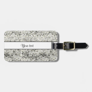 Sparkly Silver Glitter Bagagelabel