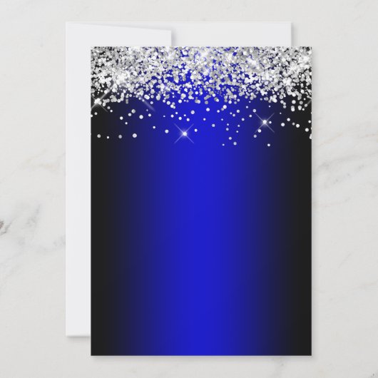 Sparkly Silver Glitter Black Gemiddelde Blauwe Gra Kaart (Achterkant)