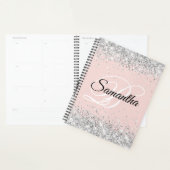 Sparkly Silver Glitter Blush Fancy Monogram Planner (Display)