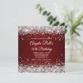 Sparkly Silver Glitter Dark Red 30th Birthday Kaart (Staand voorkant)