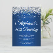 Sparkly Silver Glitter Deep Blue Gradient Kaart (Staand voorkant)