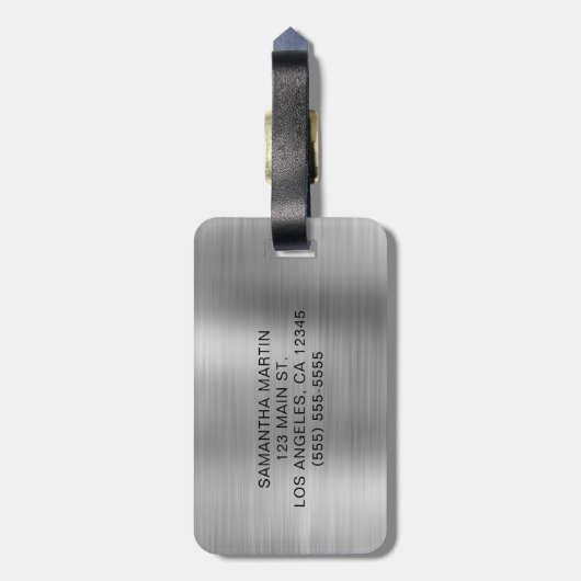 Sparkly Silver Glitter Drips Girly Signature Bagagelabel (Achterkant verticaal)