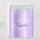 Sparkly Silver Glitter Drips Lavender Ombre Kaart (Achterkant)