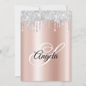 Sparkly Silver Glitter Drips Rose Gold Ombre Kaart (Achterkant)