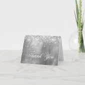 Sparkly Silver Glitter en Foil bovenaan Bedankkaart (Voorkant)