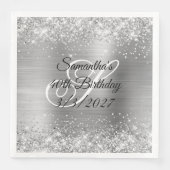 Sparkly Silver Glitter en Folie 40th Birthday Servet (Voorkant)