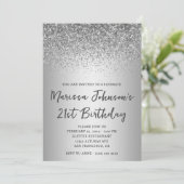 Sparkly Silver Glitter Grey Ombre 21e verjaardag Kaart (Staand voorkant)