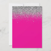 Sparkly Silver Glitter Hot Pink Sweet 16 Kaart (Achterkant)