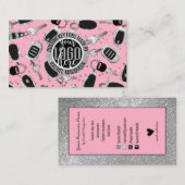 Sparkly Silver Glitter Key Fob Crafter Logo Busin Visitekaartje (Voorkant / Achterkant)