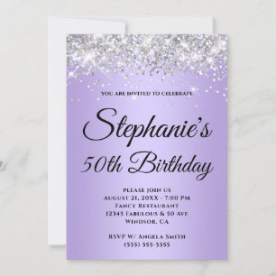 Sparkly Silver Glitter Lavender Paars Gradient Kaart