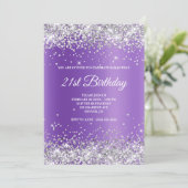 Sparkly Silver Glitter Lavender Paars Gradient Kaart (Staand voorkant)