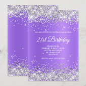 Sparkly Silver Glitter Lavender Purple Shimmer Kaart (Voorkant / Achterkant)