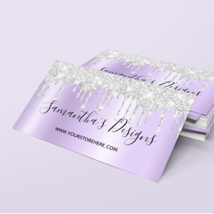 Sparkly Silver Glitter leidt Bleke lavender Ombre Visitekaartje