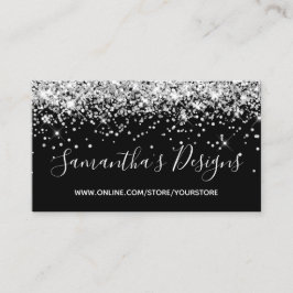 Sparkly Silver Glitter Online Store Black Visitekaartje
