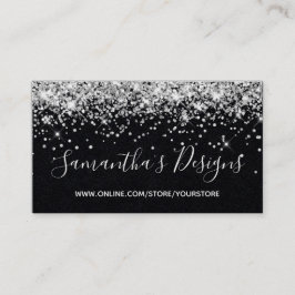 Sparkly Silver Glitter Online Store Premium Black Visitekaartje