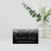 Sparkly Silver Glitter Online Store Premium Black Visitekaartje (Staand voorkant)