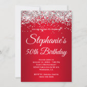 Sparkly Silver Glitter Red Gradient Kaart (Voorkant)