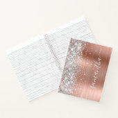 Sparkly Silver Glitter Roos Gouden Glam Girly Naam Notitieboek (Binnen)