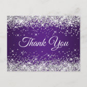 Sparkly Silver Glitter Royal Paars Dank u Briefkaart (Voorkant)