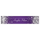 Sparkly Silver Glitter Royal Paars Ombre Naambordje (Voorkant)