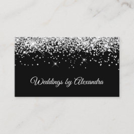 Sparkly Silver Glitter Solid Black Kleur Visitekaartje