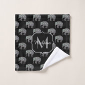 Sparkly Silver Mosaic Glitter Elephant Monogram Bad Handdoek (Wasdoekje)