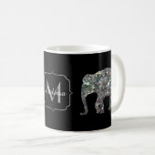 Sparkly Silver Mosaic Glitter Elephant Monogram Koffiemok (Voorkant rechts)