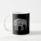 Sparkly Silver Mosaic Glitter Elephant Monogram Koffiemok (Links)