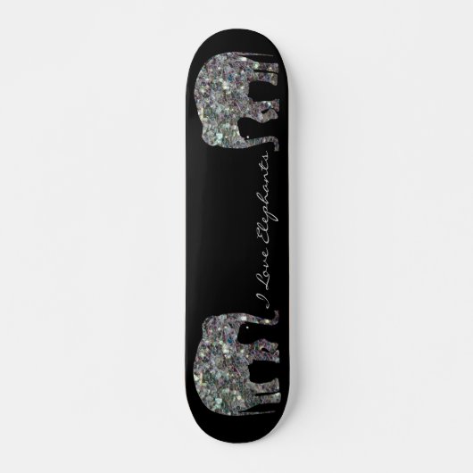 Sparkly Silver Mosaic Glitter Elephant Personalise Skateboard (Voorkant)