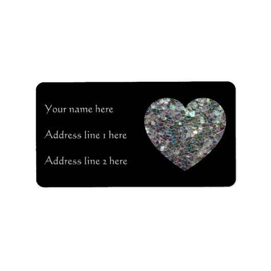 Sparkly Silver Mosaic Heart Etiket (Voorkant)