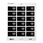 Sparkly Silver Mosaic Heart Etiket (Full Sheet)