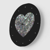 Sparkly Silver Mosaic Heart Grote Klok (Hoek)