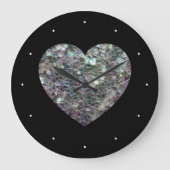 Sparkly Silver Mosaic Heart Grote Klok (Voorkant)