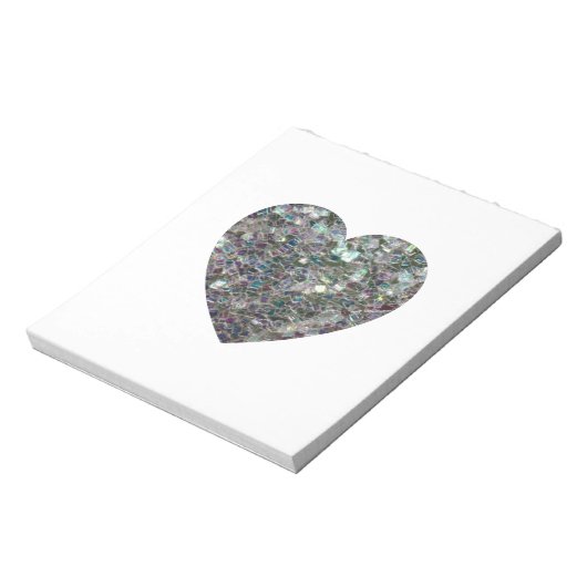 Sparkly Silver Mosaic Heart Notitieblok (Gedraaid)