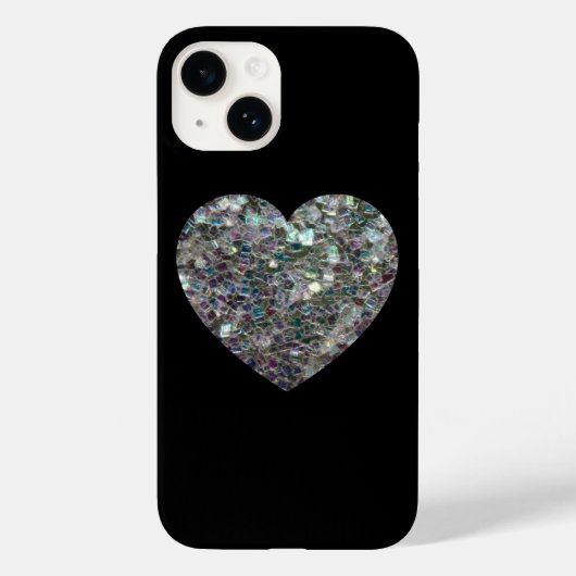 Sparkly Silver Mosaic Heart op Black Case-Mate iPhone Case (Achterkant)