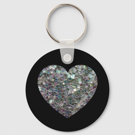 Sparkly Silver Mosaic Heart Sleutelhanger (Achterkant)